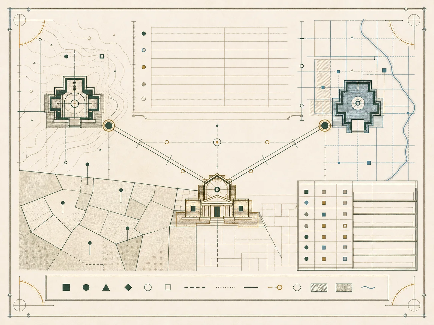 Abstract cartographic illustration for U.S. Property Records Field Guide
